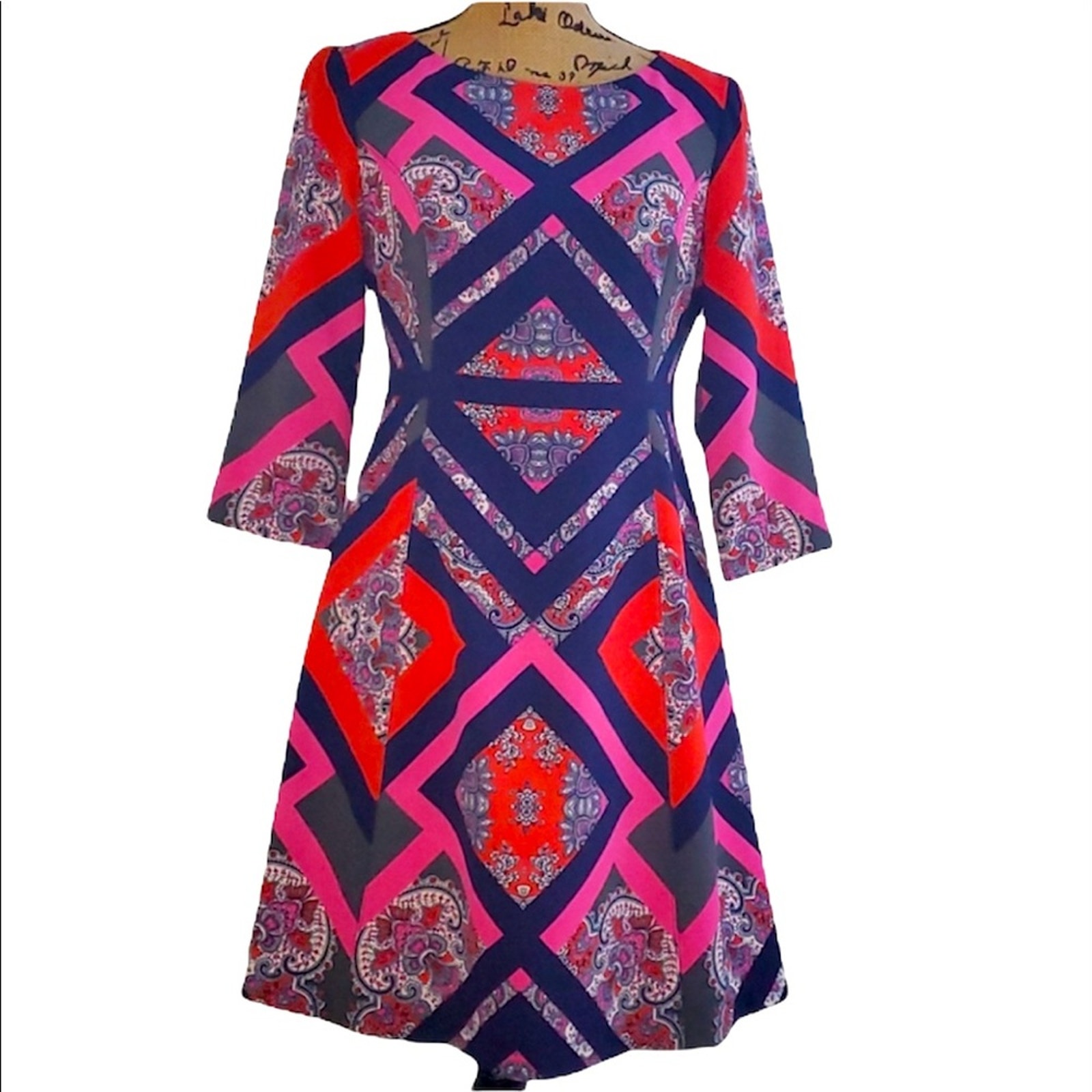 Vince Camuto Fit & Flare Paisley Colorful Print Dress Size 6